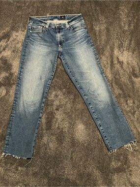AG Adriano Goldschmied Slim Straight Raw Hem Jeans Size 30